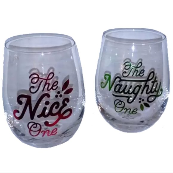 NWOT Hallmark Wine Glasses: Naughty & Nice in Gift Boxes - Picture 1 of 8